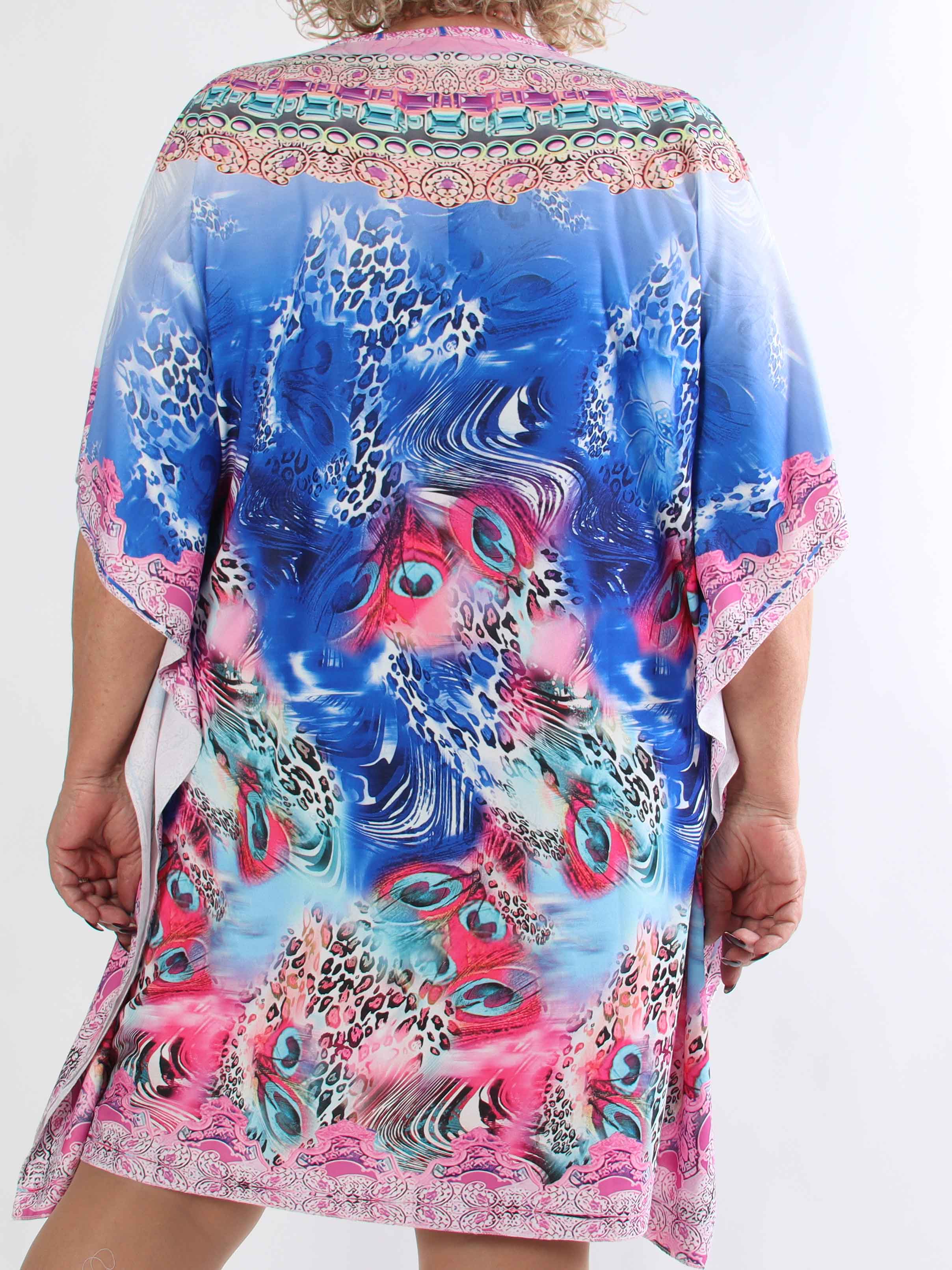 Faye - Plus size tunikakjole i viskose i flerfarvet mønster